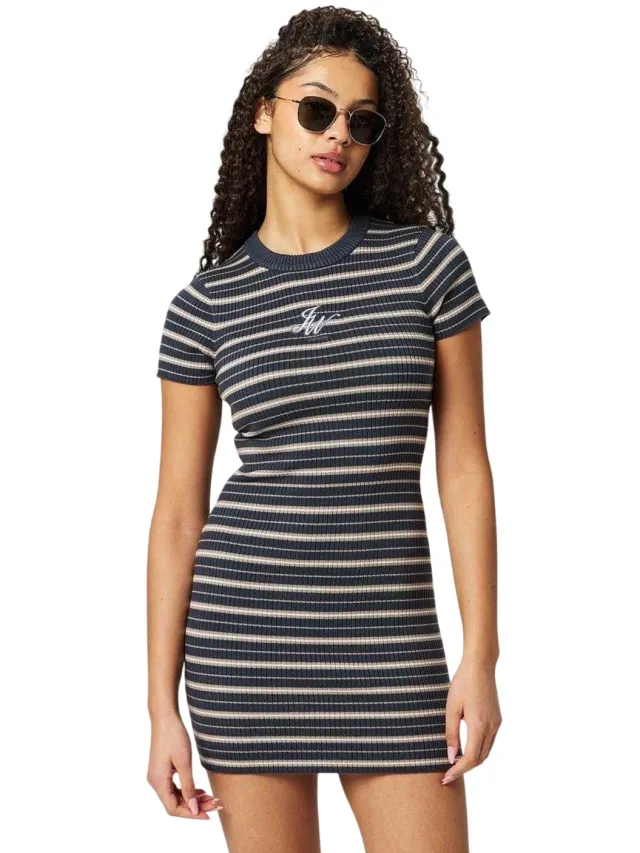 Jack Wills Dames/Dames Gestreepte Bodycon Jurk (Koolstof) Donkergrijs