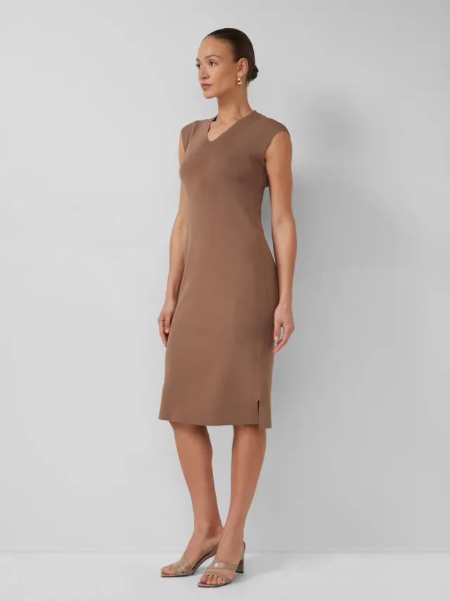 S.Oliver female - Midi-jurk van viscosemix met V-halslijn cognac