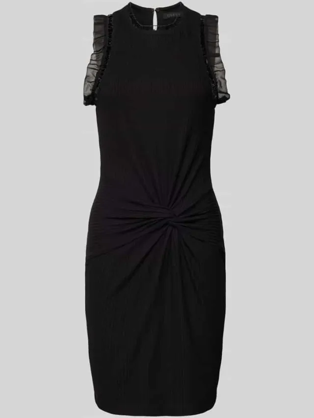 Guess Knielange jurk met volants, model 'OLGA' zwart, foto 2