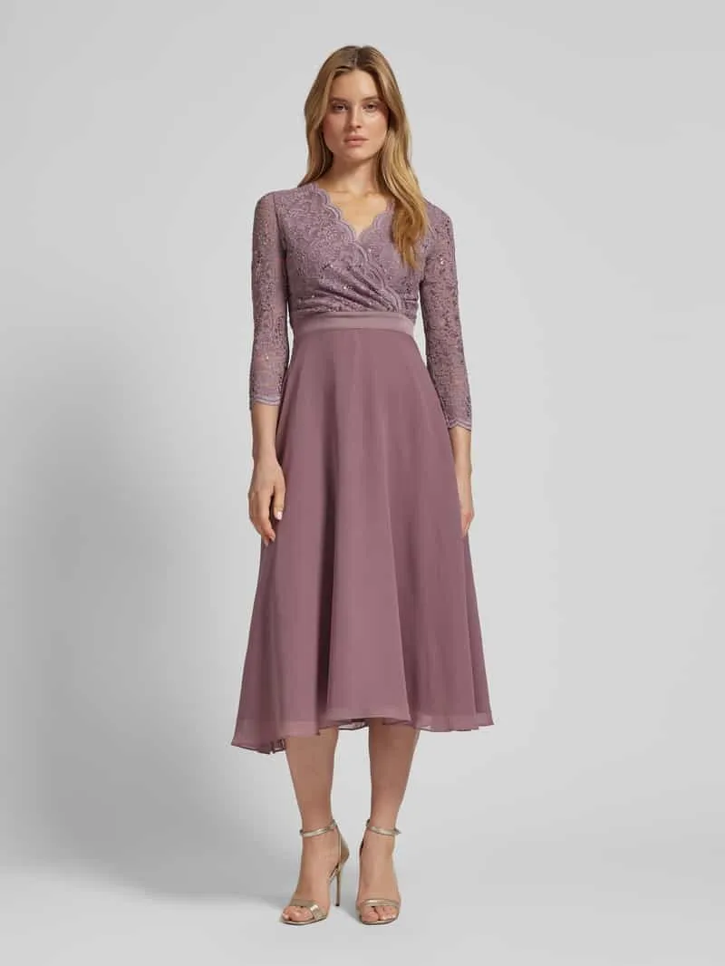 Swing Cocktailjurk met kant Mauve