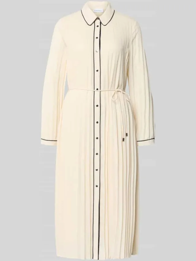Comma regular fit midi-jurk in plooien-look Offwhite