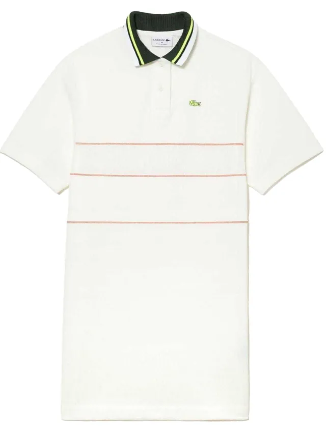 Lacoste Poloshirtjurk met strepen en een losse pasvorm voor dames (Crème), foto 2