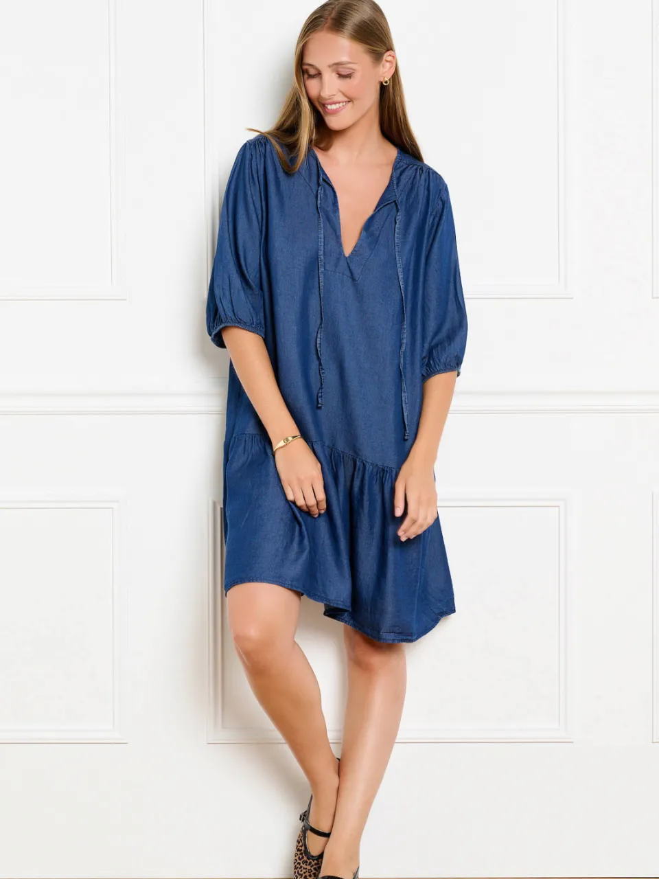 LOLALIZA korte jurk met ruches - donkerblauw DARK BLUE