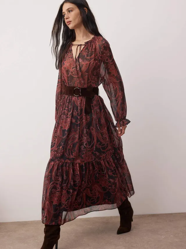 Trendyol TRENDYOLMİLLA Dames Meerkleurig Paisley Maxi Lang Casual A-lijn Jurken Veelkleurig