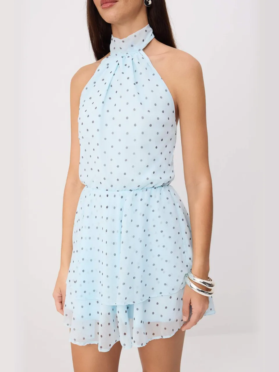 Trendyol TRENDYOLMİLLA Dames Blauw Stippen Kort / Mini Mouwloos Skater Jurken, foto 2