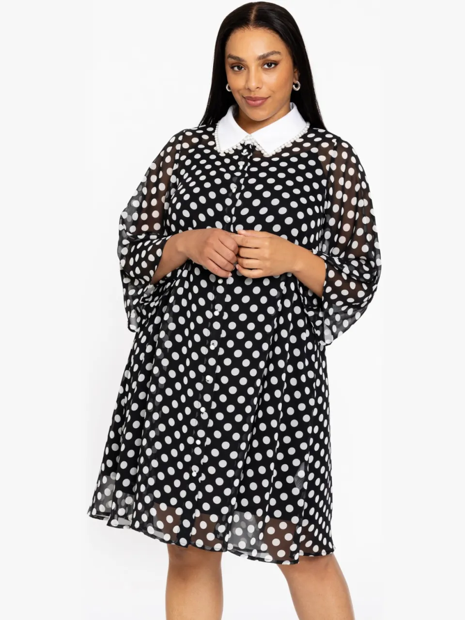 Yoek Jurk swing DOTS | Zwart, foto 2