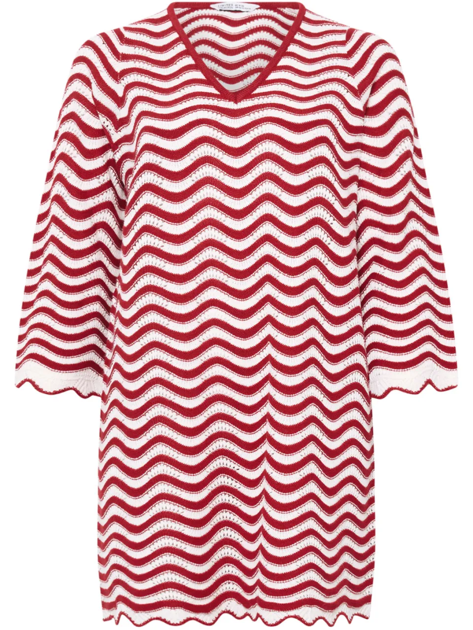 Limited Collection Rode Gestreepte Gehaakte Gebreide Jurk-52 rood, foto 4