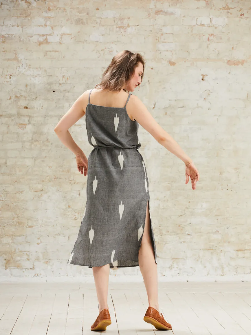 Jyoti - Fair Works dames vegan Slipdress Renu Ikat Grijs, foto 2