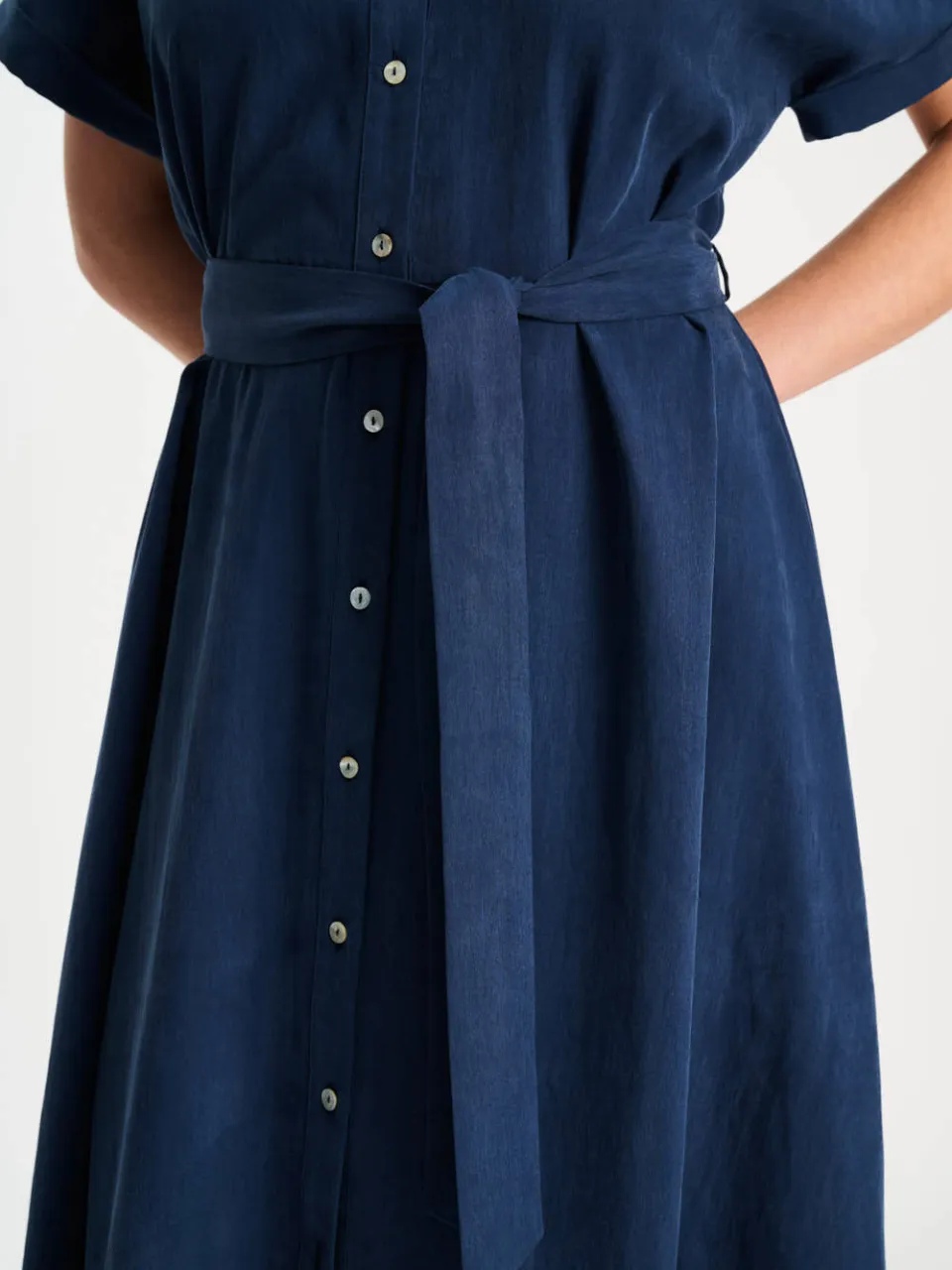 POM Amsterdam midi blousejurk met ceintuur - blauw, foto 3