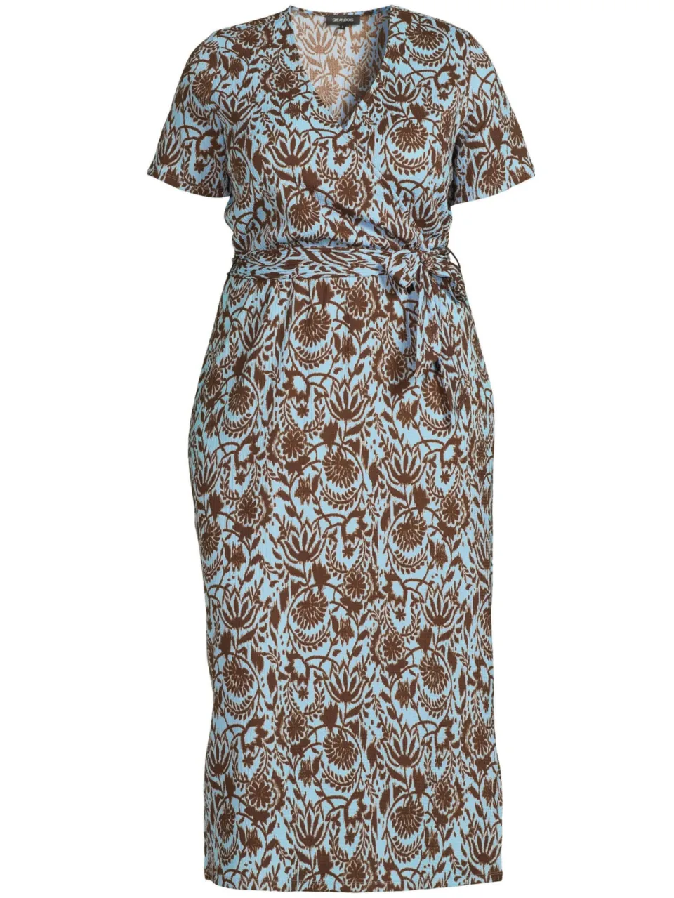 GREAT LOOKS crinkle overslagjurk met bloemenprint blauw/bruin, foto 2