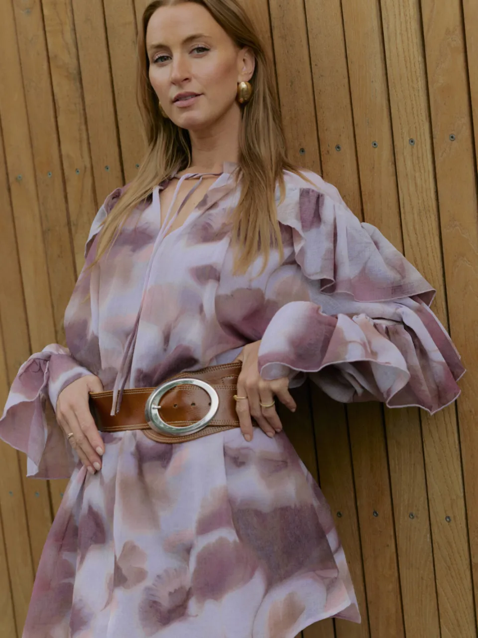 Vero Moda x Noor de Groot A-lijn jurk roze, foto 4