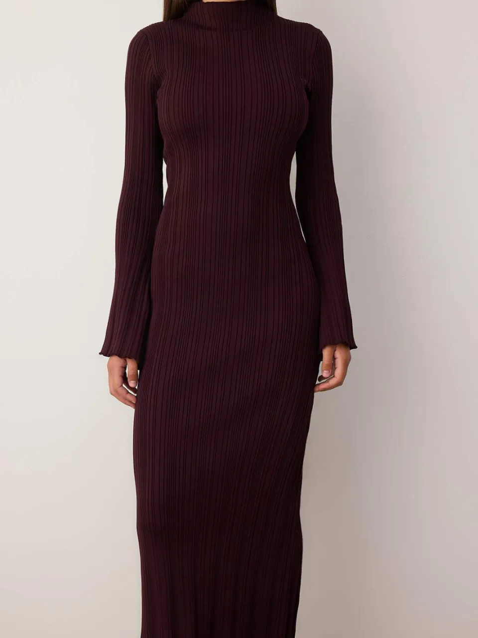 Trendyol TRENDYOLMİLLA Dames Paars Effen Maxi Lang Casual Bodycon Jurken, foto 2