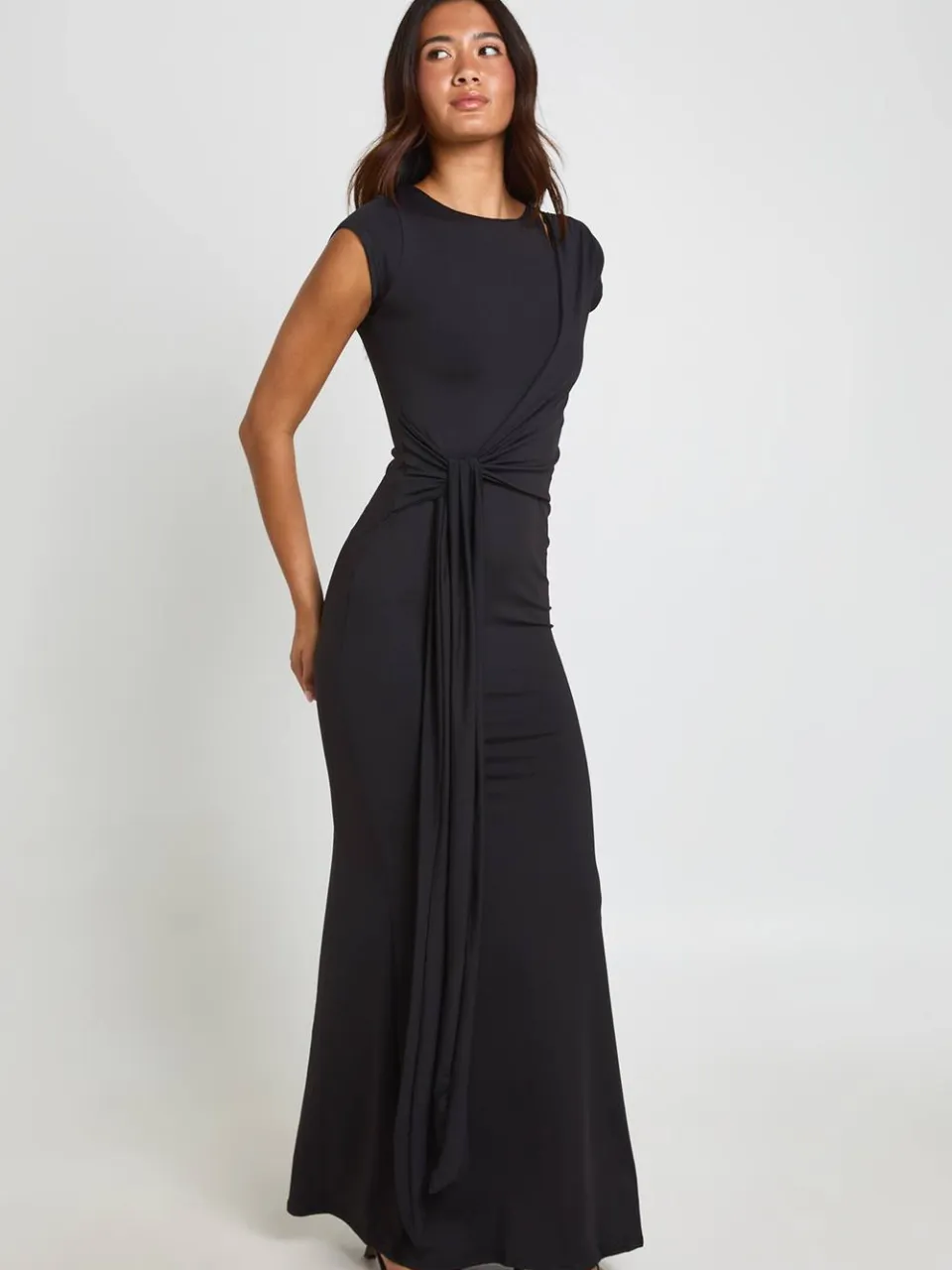 boohoo Dames Super Zachte Mini-jurk Met Strikdetail In De Taille zwart, foto 2