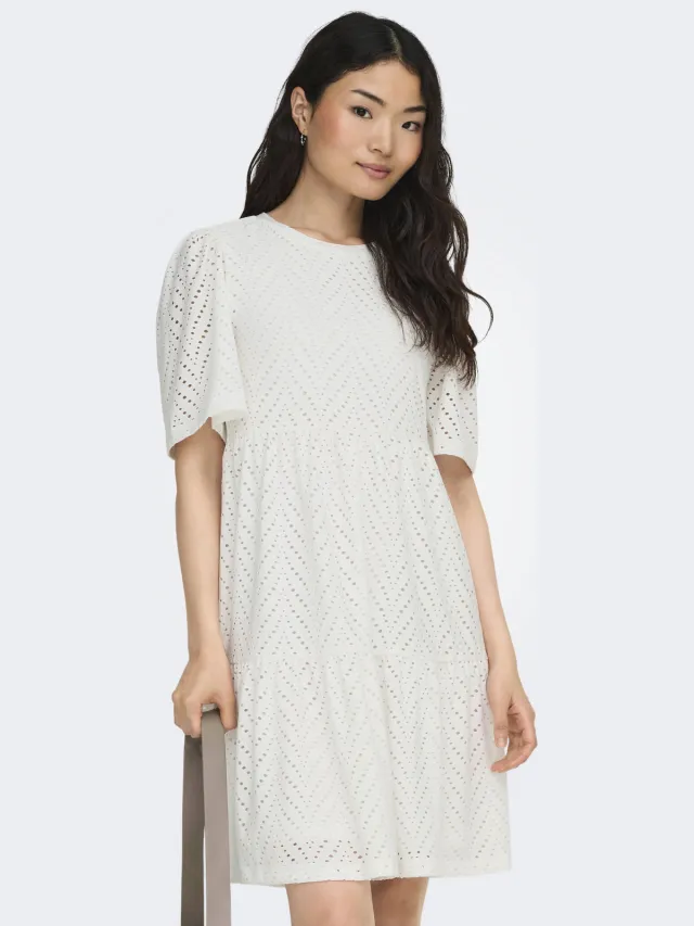 JDY trapeze jurk JDYCARLA met volant wit
