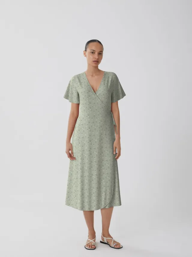 Vila jurk met V-hals VILOVIE korte mouwen Desert Sage