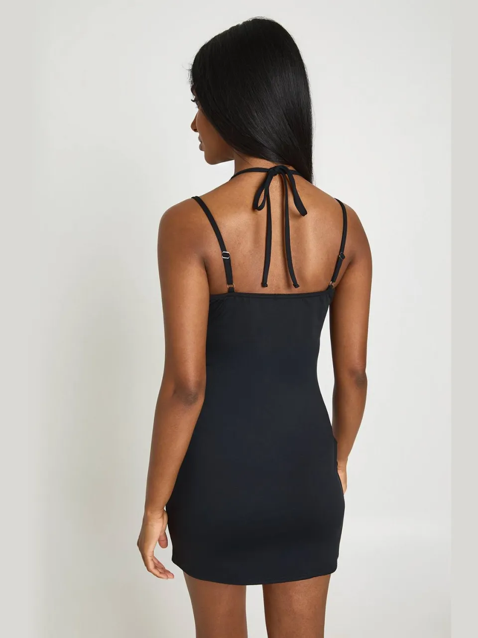 boohoo Dames Mini-jurk Met Kanten Detail En Halternek zwart, foto 2