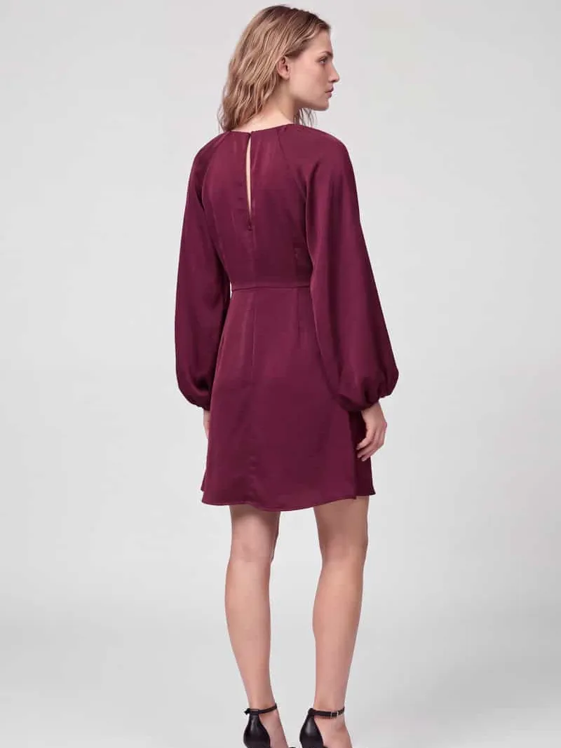 Vero Moda A-lijn vrijetijdsjurk met ronde hals model 'VMMIRO' bordeaux gemêleerd, foto 4