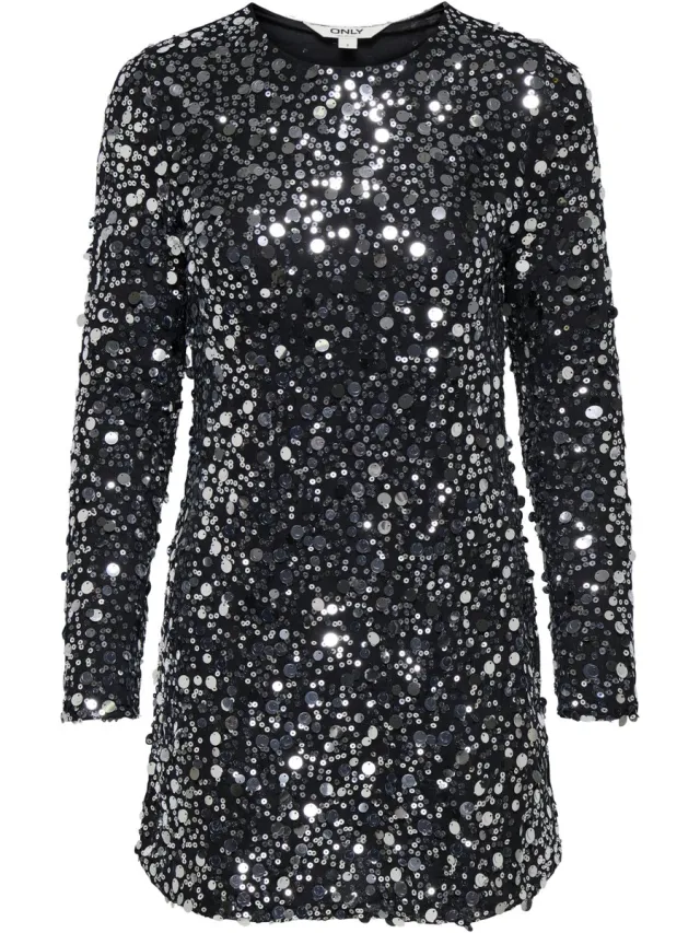 Only ONLANIKA CATINA LS SEQUINS DRESS WVN - Meisjes - Mini jurken Grijs