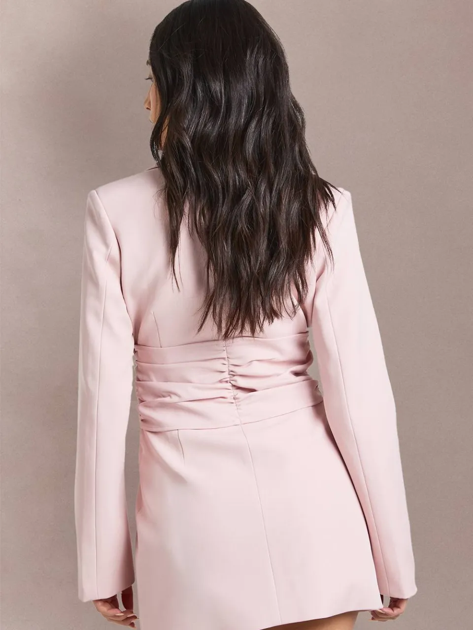 boohoo Dames Blazerjurk Met Obi Strikceintuur Op Maat pastelroze, foto 2