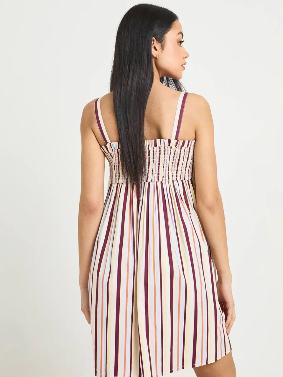 boohoo Dames Katoenen Poplin Gestreepte Swing Jurk babyblauw, foto 2