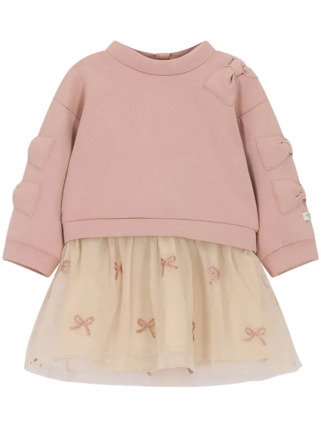 Le Chic korte sweatjurk met tule roze