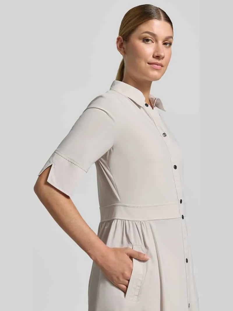 Marc Cain midi-jurk met platte kraag zand, foto 3