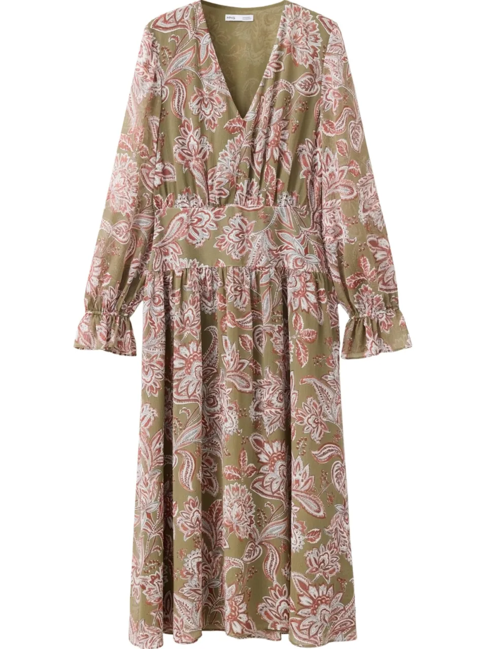 Mango midi jurk met paisley - groen, foto 2