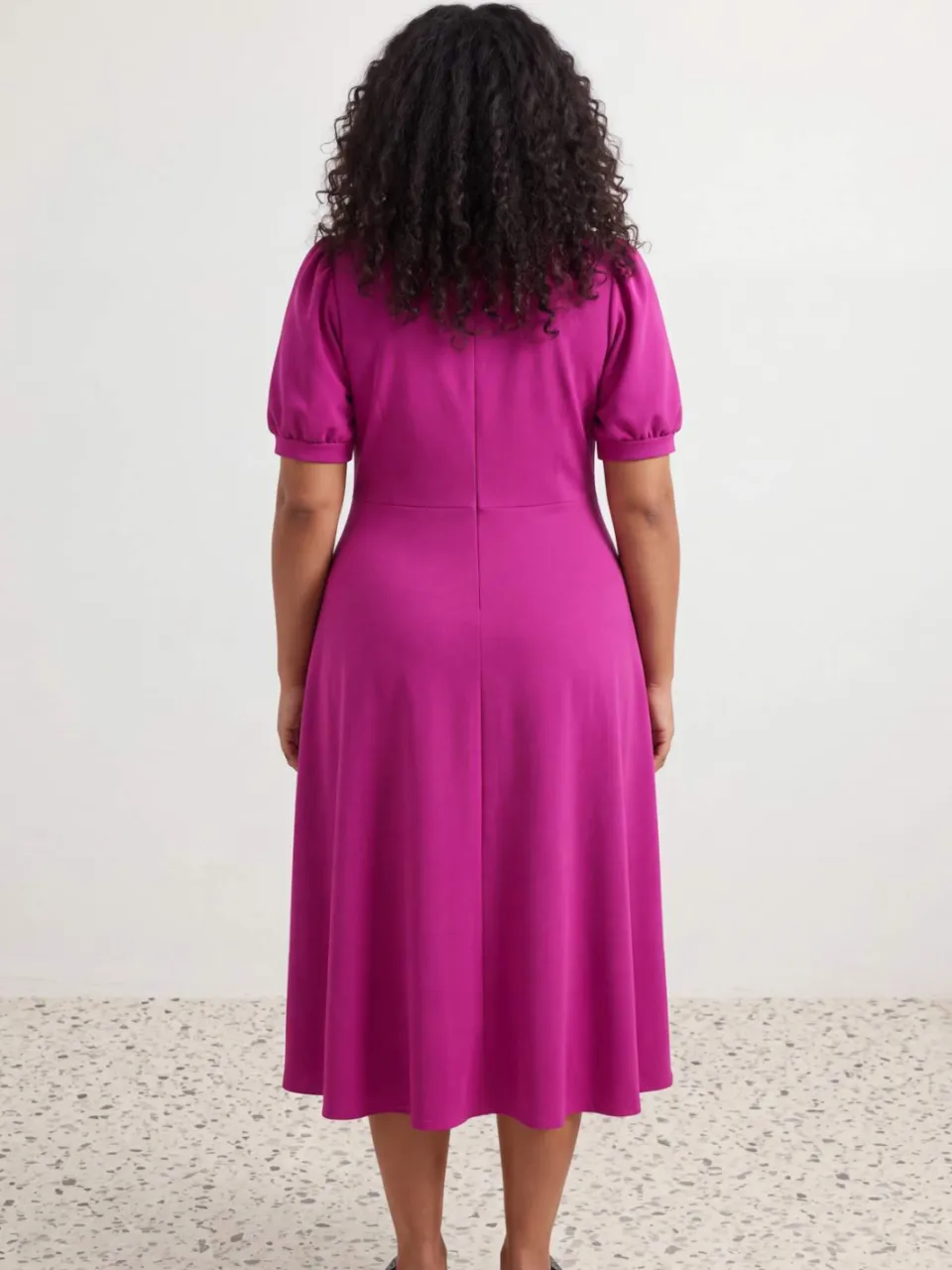 Trendyol Curve Dames Roze Effen Midi Kort Cocktail A-lijn Grote maten Jurk, foto 2