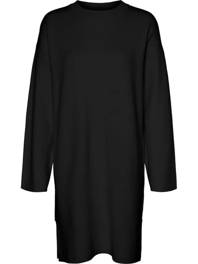 Vero Moda VMGOLD NEEDLE WIDE LS O-NECK DRESS CURVE Dames Jurk-42/44 Black