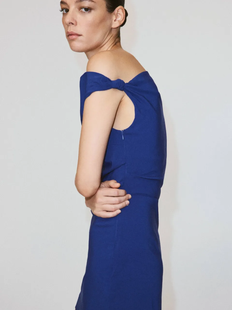 Mango off shoulder korte zomerjurk - blauw, foto 3