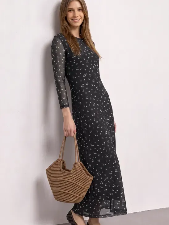 Street One Midijurk van mesh met bloemenpatroon Bruin