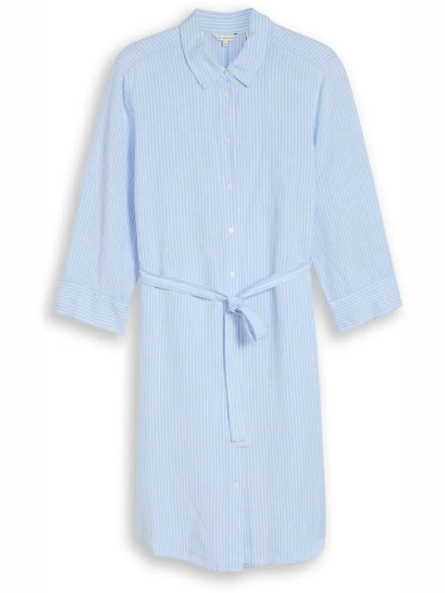 Tom Tailor Plus Size - Blousejurk met linnen - fjord blue irregular stripe