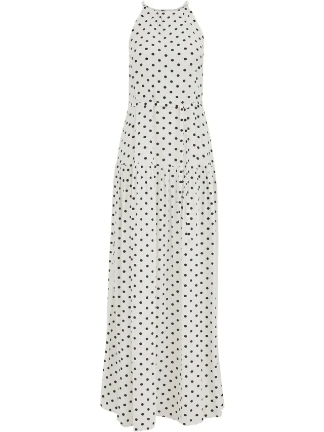 WE Fashion Dames midi jurk met stippenprint White