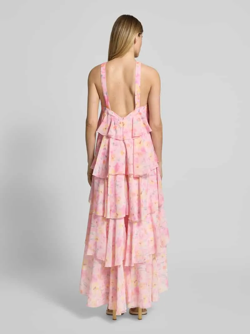 Vero Moda Volant avondjurk met V-hals model 'FELICIA' felroze, foto 3