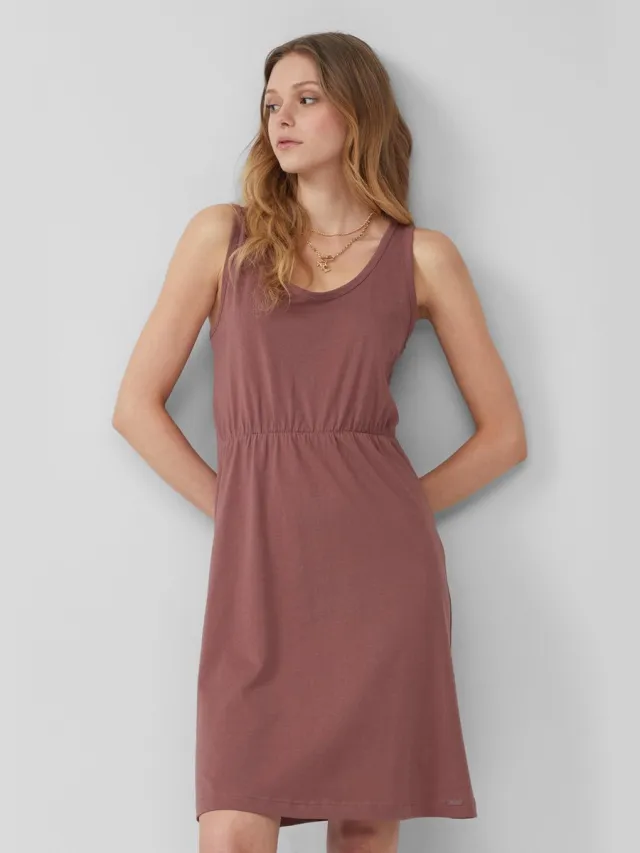 QS female - korte tricot jurk aubergine