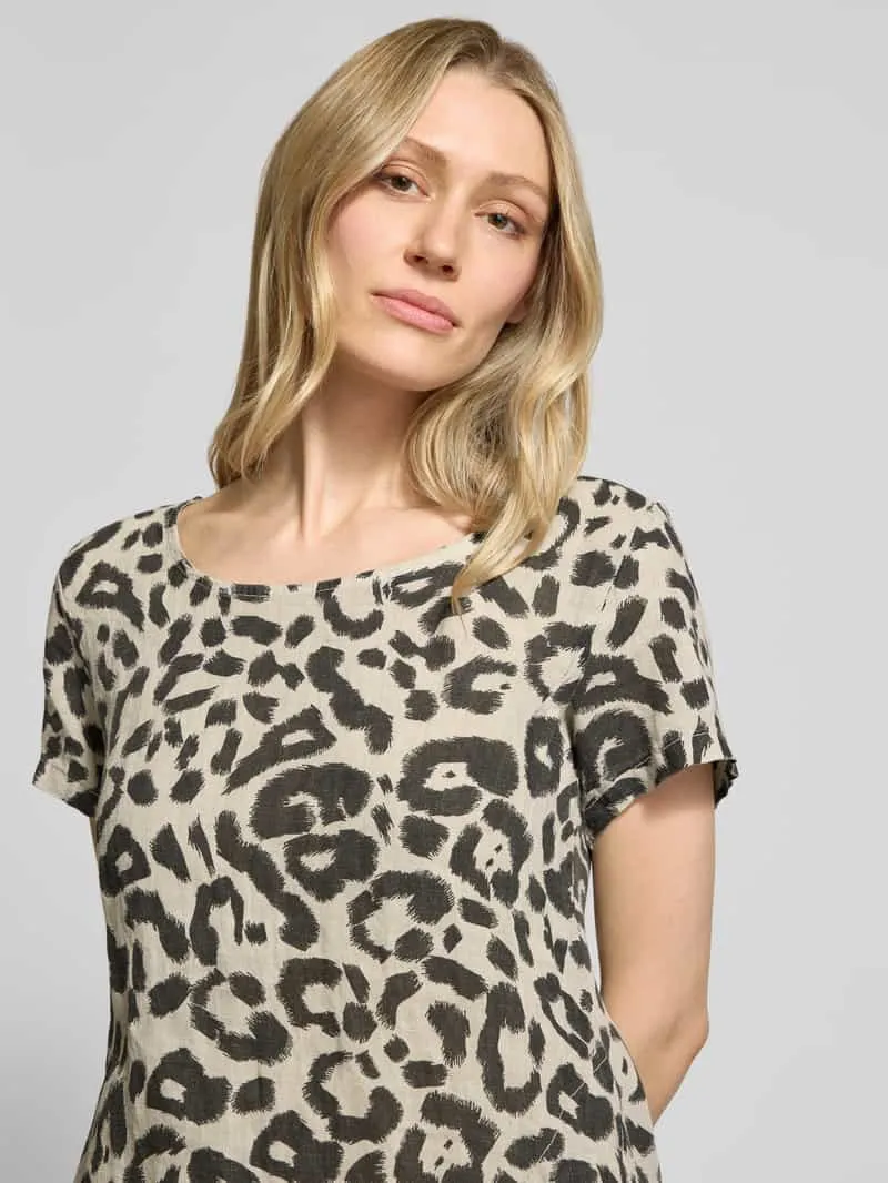 Zabaione Knie-lange jurk van linnen-mix met katoen-aandeel model 'Ro44saa' beige, foto 4