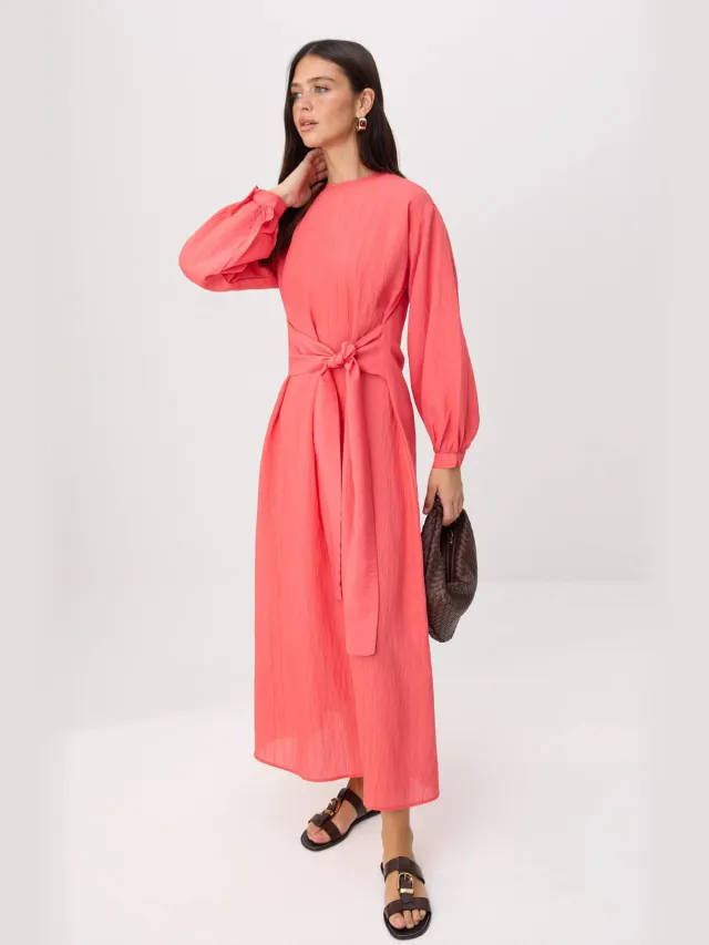 Trendyol Modest Dames Rood Effen Maxi Lang Casual Recht Modest Jurken