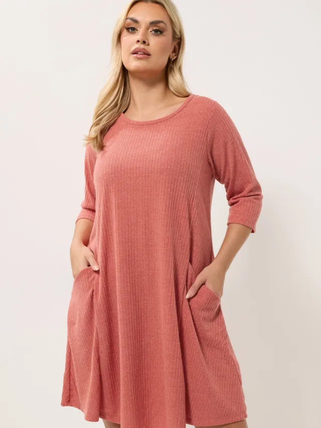Yours Oranje Gedrapeerde Jurk Met Zakken Orange