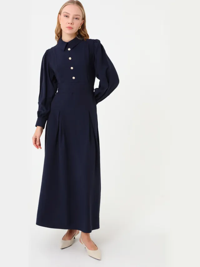 Benin Modest Dress Benin Marineblauw