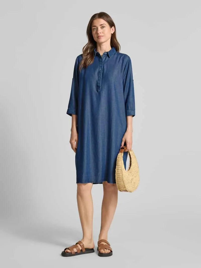 Milano Italy Knie-lange denimjurk met korte knoopsluiting, foto 3