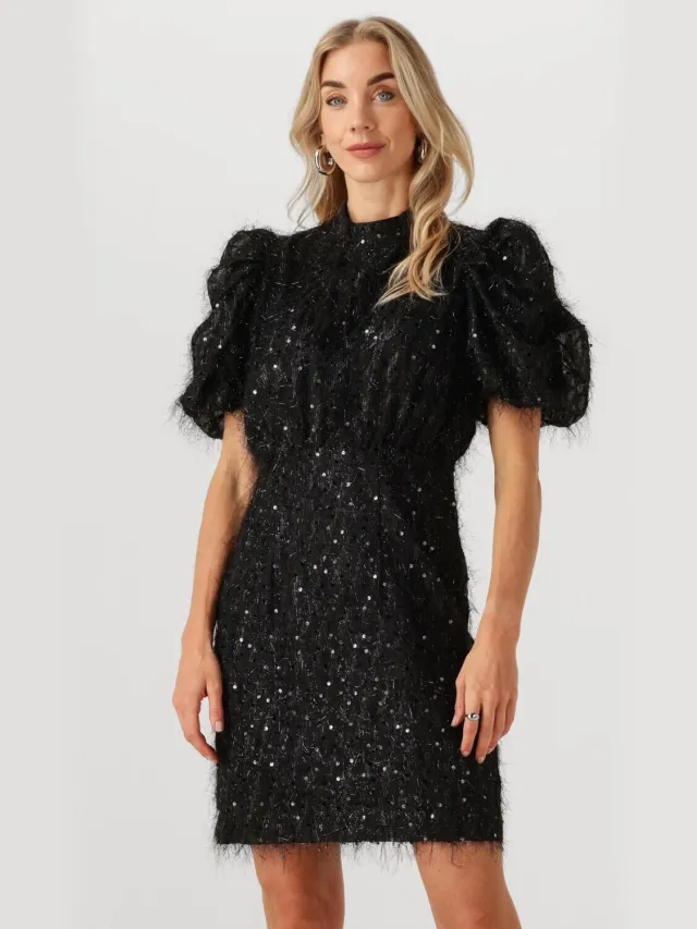 Y.A.S. YAS Dames Jurken Yasilza 2/4 Sequin Dress - Zwart