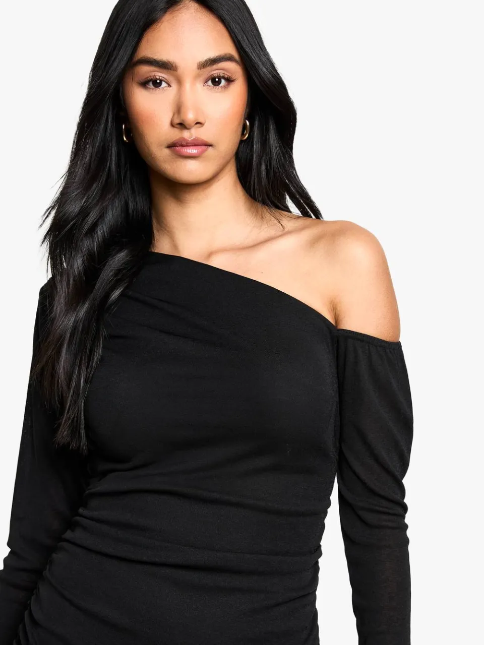 boohoo Dames Burnout Mesh Gerafelde Mini Jurk zwart, foto 4