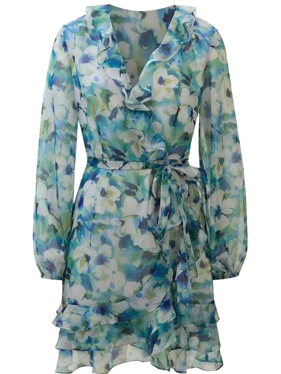 bardot Dames/Dames Frill Chiffon Wrap Dress (Blauw/Groen), foto 2
