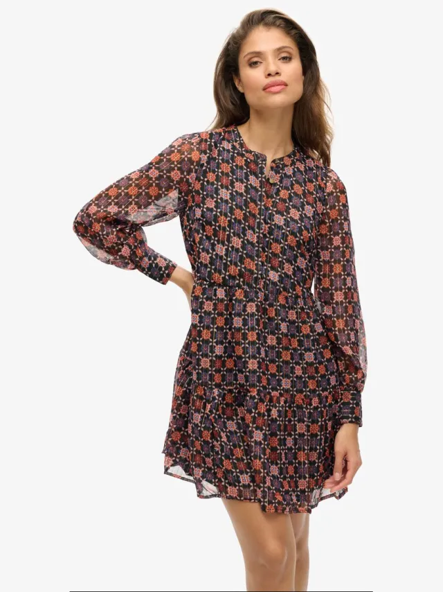 Superdry Gelaagde mini-jurk met lange mouwen - Dames - Jurken Geo Floral Print