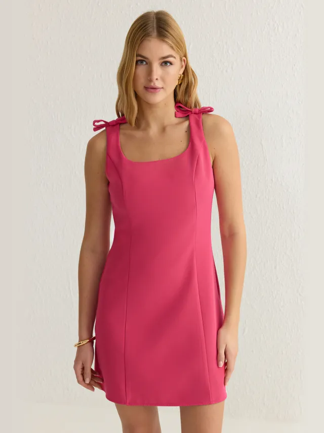 Trendyol TRENDYOLMİLLA Dames Roze Effen Kort / Mini Mouwloos Avond / Dagelijks A-lijn Jurken Fuchsia