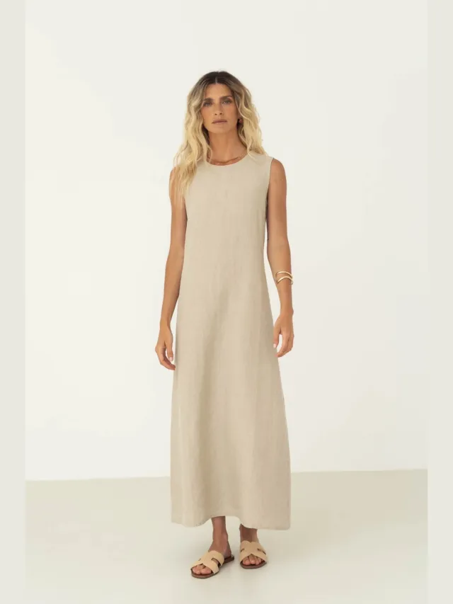Näz dames vegan Lange Jurk Leonie Beige