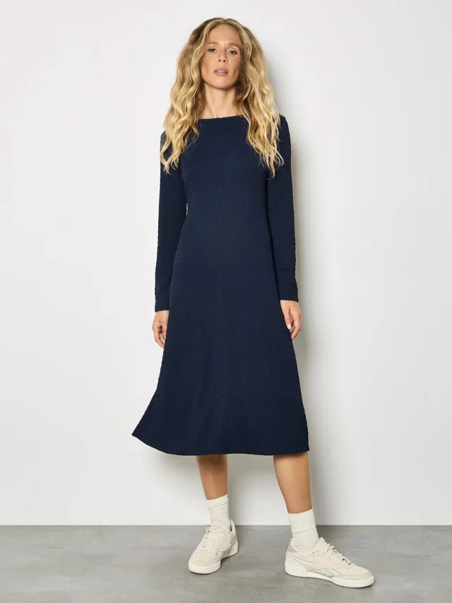 Apricot Midi-jurk van gestructureerde jersey marine