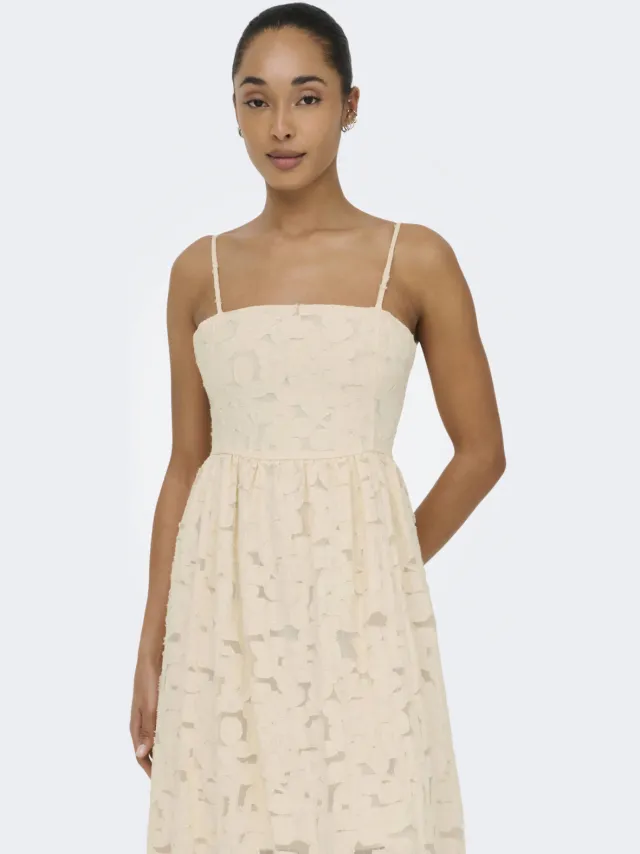 JDY maxi jurk broderie beige