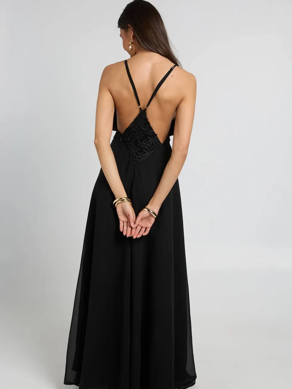 boohoo Dames Chiffon Maxi Jurk Met Applicatie Detail En Floaty Effect zwart, foto 2