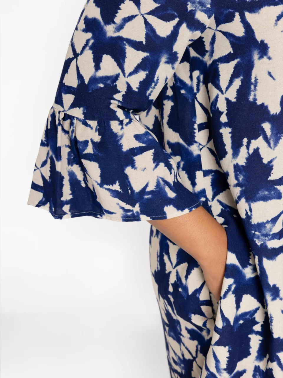 Yoek TESSA jurk met ruches blauw, foto 8